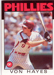1986 Topps Baseball Cards      420     Von Hayes